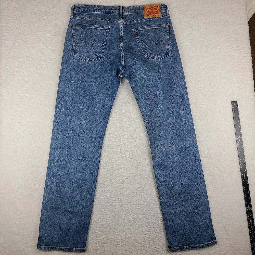 Levi's 505 Jeans‎ Mens 36x34 Blue Straight Leg Waterless Light Wash Denim